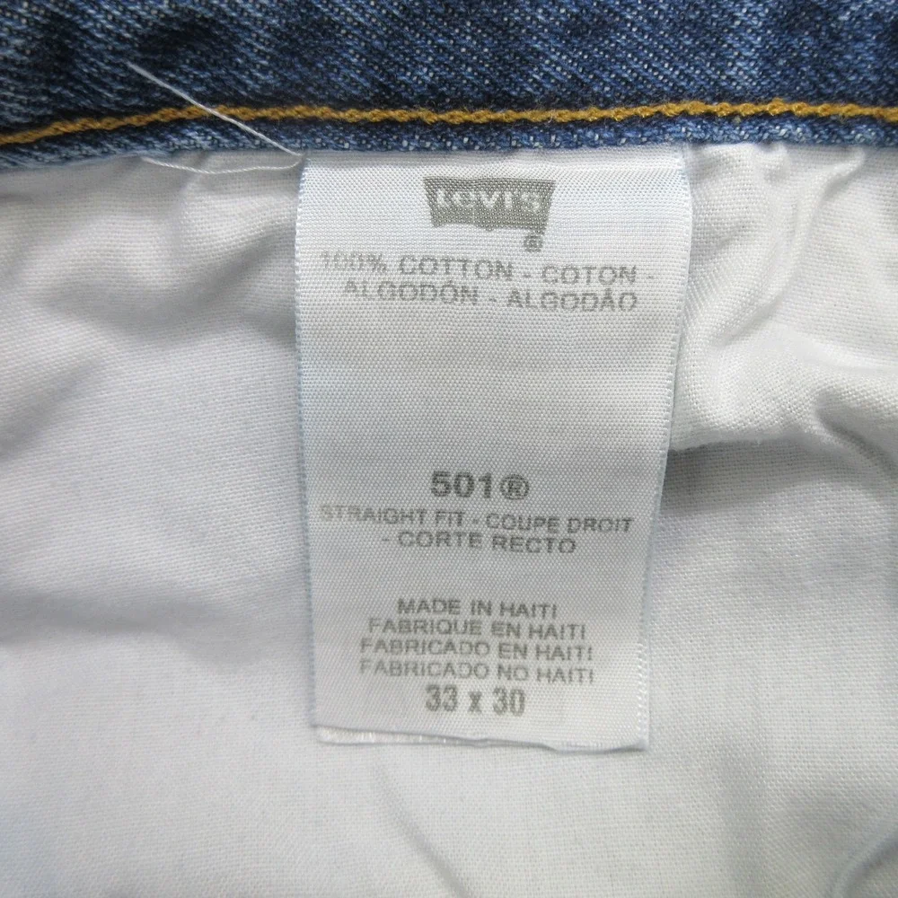 Levi's Men Jeans 33x30 501 Straight Leg Blue Denim Medium Wash Zipper Added